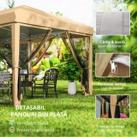 Outsunny Baldachin Pop-Up cu Plasă, Cort pentru Petreceri cu Geantă de Transport pentru Exterior, 585x295x270 cm, Bej(m-4)