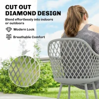 Outsunny Garden Chairs Set of 4, Garden Dining Chairs with Cut Out Diamond Back and Armrests for Patio, Balcony, Terrace, Grey(m-5)