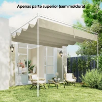 Outsunny Teto de Substituição Retrátil 3,92x3,5 m para Estrutura de 4x3 m Toldo de Tecido Apenas para Jardim com 8 Orifícios Creme(m-7)