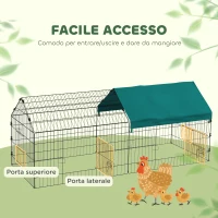 PawHut Gabbia per Conigli da Esterno e Interno a Casetta con Tettuccio, 185x75x75 cm, Verde(m-4)