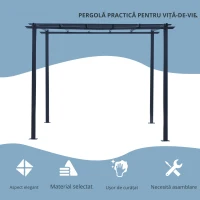 Outsunny Spalier Gradina Metal Negru 297×295×230 cm – Pentru Plante Catatoare(m-6)