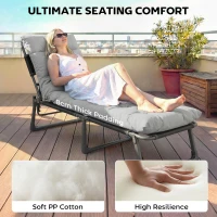 Outsunny Sun Lounger Cushions Only, Garden Lounge Chair Cushions Set of 2, Sunbed Replacement Pads with 4 Ties, Light Grey(m-4)