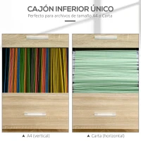 HOMCOM Cajonera de Escritorio con 2 Cajones Ruedas Archivador Móvil para Archivos A4 o Cartas 39,5x39x58,5 cm Roble(m-5)