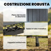 Outsunny Tavolo da Campeggio Pieghevole con Struttura in Metallo, Rete Portaoggetti e Borsa, 93x55x68 cm, Nero(m-6)