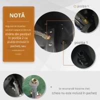 Outsunny Gratar pe Gaz cu Capac, 7 Arzatoare de 20 kW in total si Arzator Lateral, Termometru, Raft si 2 Roti, 135x50x100cm Negru(m-5)