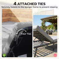 Outsunny Sun Lounger Cushions Only, Garden Lounge Chair Cushions Set of 2, Sunbed Replacement Pads with 4 Ties, Light Grey(m-6)