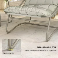 Outsunny Set de grădină 3 piese cu 2 scaune lounge, masă de cafea și perne pentru exterior, patio, balcon, Gri deschis(m-4)