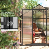 Outsunny Seră de grădină din aluminiu și policarbonat, cu ferestre superioare reglabile 303x183x195cm transparent(m-7)