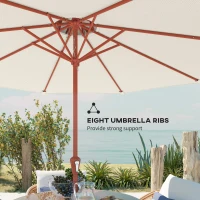 Outsunny 2.7 m Garden Parasol with Double Top Outdoor Market Table Umbrella with Crank System, Cream White(m-5)