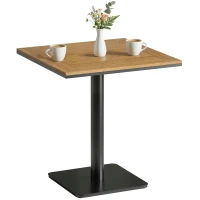 Outsunny Mesa de Apoio 70 x 70 cm resistente às intempéries, mesa de jardim com efeito madeira, base larga, quadrada, madeira natural(m-6)