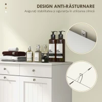 HOMCOM Dulap de Baie cu 2 Coșuri de Rufe Detașabile, 2 Sertare și 2 Uși Basculante, 78x38x90 cm, Alb(m-6)