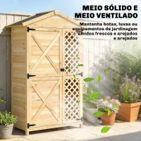 Outsunny Armário Exterior de Madeira com Telhado Inclinado em Asfalto 2 Portas com Fecho e 2 Prateleiras 101,5x49x176 cm Madeira(m-7)