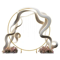 Outsunny Arco da Giardino in Acciaio, Archetto Nuziale Rotondo per Palloncini e Piante Rampicanti per Cerimonie, Compleanni ed Eventi, 222x60x224 cm, Oro(m-9)