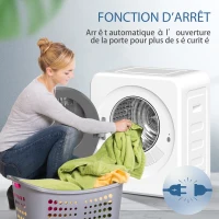 HOMCOM Sèche-linge à évacuation portable 4 Kg, sèche-linge électrique 800 W, tambour réversible en acier inoxydable, blanc(m-7)