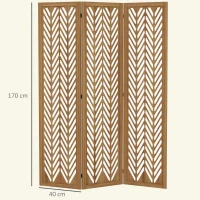 HOMCOM Separador de Ambientes Plegable de 3 Paneles 120x1,7x170 cm Biombo de Madera con Patrones Geométricos Natural(m-3)