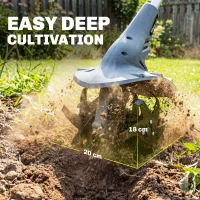 Outsunny Cordless Tiller, 18V Electric Garden Rotavator with 2 x 4000mAh Batteries, Charger, 20cm Tilling Width & 18cm Depth(m-6)