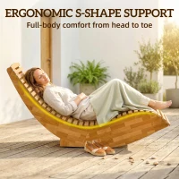 Outsunny Ligstoel van acaciahout inklapbaar ergonomisch tuinligstoel met S-vorm lattenontwerp 60 x 156 x 77 cm(m-4)