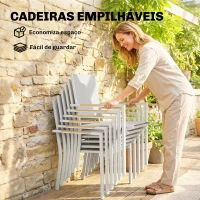 Outsunny Conjunto de Mesa e Cadeiras de Jardim de 7 Peças Móveis de Jardim para Exterior com Mesa de Plástico PSPC 6 Cadeiras Empilháveis Branco(m-5)