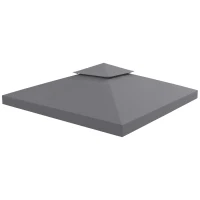 Outsunny Toldo de Substituição 3x3 m com Design de Dois Níveis Orifícios de Drenagem e Proteção UV Apenas Toldo Estrutura Não Incluída Cinzento(m-11)
