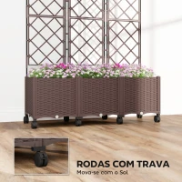 Outsunny Floreira com Treliça e Rodas com Drenagem para Cultivo de Legumes, Flores e Ervas 120x40x192 cm Castanho(m-6)