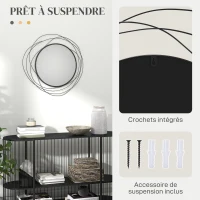 HOMCOM Miroir rond en métal filaire noir, décoration style moderne, diamètre Φ65 cm(m-5)