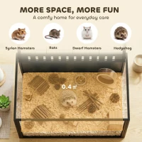 PawHut Hamster Cage Steel Chewproof with Openable Top, Deep Burrow for Dwarf Syrian Hamster, Gerbil, Rats, 81 x 51 x 53 cm(m-4)