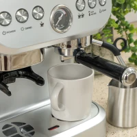 HOMCOM 15 Bar Coffee Machine with 15 Adjustable Grind Setting, Steamer and Complete Kit - Silver Colour(m-11)