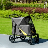 PawHut Foldable Pet Stroller, with Universal Wheels, Shock Absorber, for Medium and Large Dogs - Grey(m-14)