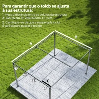 Outsunny Toldo de Reposição Retrátil 3,92x3,5 m para Estrutura de 4x3 m Apenas Cobertura de Tecido para Jardim com 8 Orifícios Cinzento(m-4)