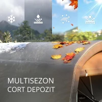 Outsunny /magazie de grădină cu prelata din plastic, cort pentru unelte, garaj montabil, 300B x 450T x 230H cm, Gri închis(m-7)