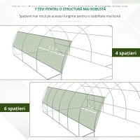 Outsunny Seră de grădină seră tunel 18 m² cu ușă, pereți laterali cu fermoar 12 ferestre oțel PE 4 x 3 x 2 m verde(m-4)