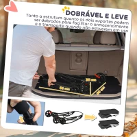 PawHut Carrinho Duplo para Cães e Gatos Dobrável com 2 Transportadoras Removíveis com Cinto e Almofadas 66x50x98 cm Cinzento Escuro(m-6)