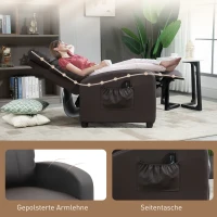 HOMCOM Relaxsessel Fernsehsessel mit Vibrationsmassage, Liegefunktion, 2 Massagepunkte, Fernbedienung, 68 x 88 x 98 cm Braun(m-7)