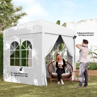 Outsunny Pop Up Gazebo Canopy, size (2 x2m)-White(m-7)