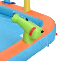 Château gonflable pour enfants avec parc aquatique, toboggan, pataugeoire, cuisine de jeu et jeu d'anneaux, 360x350x210 cm, Multicolore(m-11)