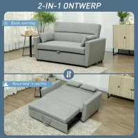 HOMCOM 2-zitsbank met bedfunctie, verstelbare rugleuning, gestoffeerde bank, fluwelen look, voor woonkamer, slaapkamer, lichtgrijs(m-7)