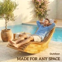 Outsunny Lettino Prendisole in Legno di Acacia Pieghevole Ergonomico, Lettino da Giardino con Design a Doghe a S, 60x156x77 cm(m-4)