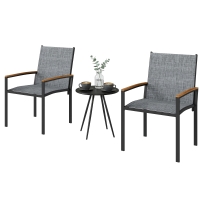 Outsunny Ensemble bistrot 3 pièces : chaises en Texteline et table, Gris mixte.