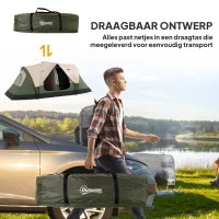 Outsunny Campingtent, 2 Ruimtes, Verwijderbare Scheidingswand, voor 6 Personen, Waterdicht, Donkergroen(m-7)