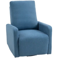 HOMCOM Fotoliu Relax Rabatabil Manual la 135°, Rotativ la 360° cu Funcție de Legănare, Albastru(m-1)