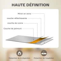 HOMCOM Miroir mural rectangulaire 60 x 40 cm, cadre en bois blanc, idéal pour la salle de bain, salon ou chambre(m-6)