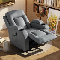 HOMCOM Sillón de Masaje Giratorio Sillón Relax Reclinable con 8 Puntos de Masaje Función de Calefacción 82x99x103 cm Gris(m-9)