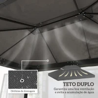 Outsunny Toldo de Substituição para Pérgola 4x3 m Toldo para Pérgola com Teto Duplo e Proteção UV 30+ Cinza(m-4)