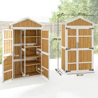 Outsunny Armário de Jardim Abrigo de Jardim Impermeável com Teto em Metal Dupla Porta para Ferramentas de Jardinagem 105x55x179cm Natural(m-3)
