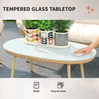 Outsunny Salotto da giardino 4 pezzi con cuscini spessi, Beige(m-4)