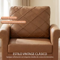 HOMCOM Sofá Individual Tapizado en PU Cojín Grueso Respaldo con Costuras Patas de Madera Maciza Marrón(m-5)