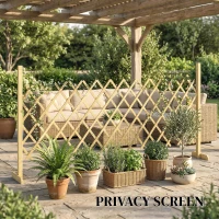 Outsunny Barreira Extensível em Madeira de Abeto 180 cm, Base Estável, para Interior Exterior Varanda Jardim, 180x30x90cm, Natural(m-4)