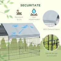 PawHut Cușcă pentru Iepuri de Exterior și Interior cu Acoperiș, 220x85x103cm, Argintiu(m-8)