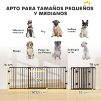 PawHut Barrera de Seguridad para Mascotas de 3 Paneles Puerta Auto Cierre y Diseño Plegable para Perros Pequeños 202,5x2x76 cm(m-3)