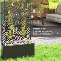 Outsunny Floreira Exterior Grande com Rodas e Painel de Privacidade com Folhas de Monstera Estrutura de Metal 90x30x160 cm Preto(m-8)